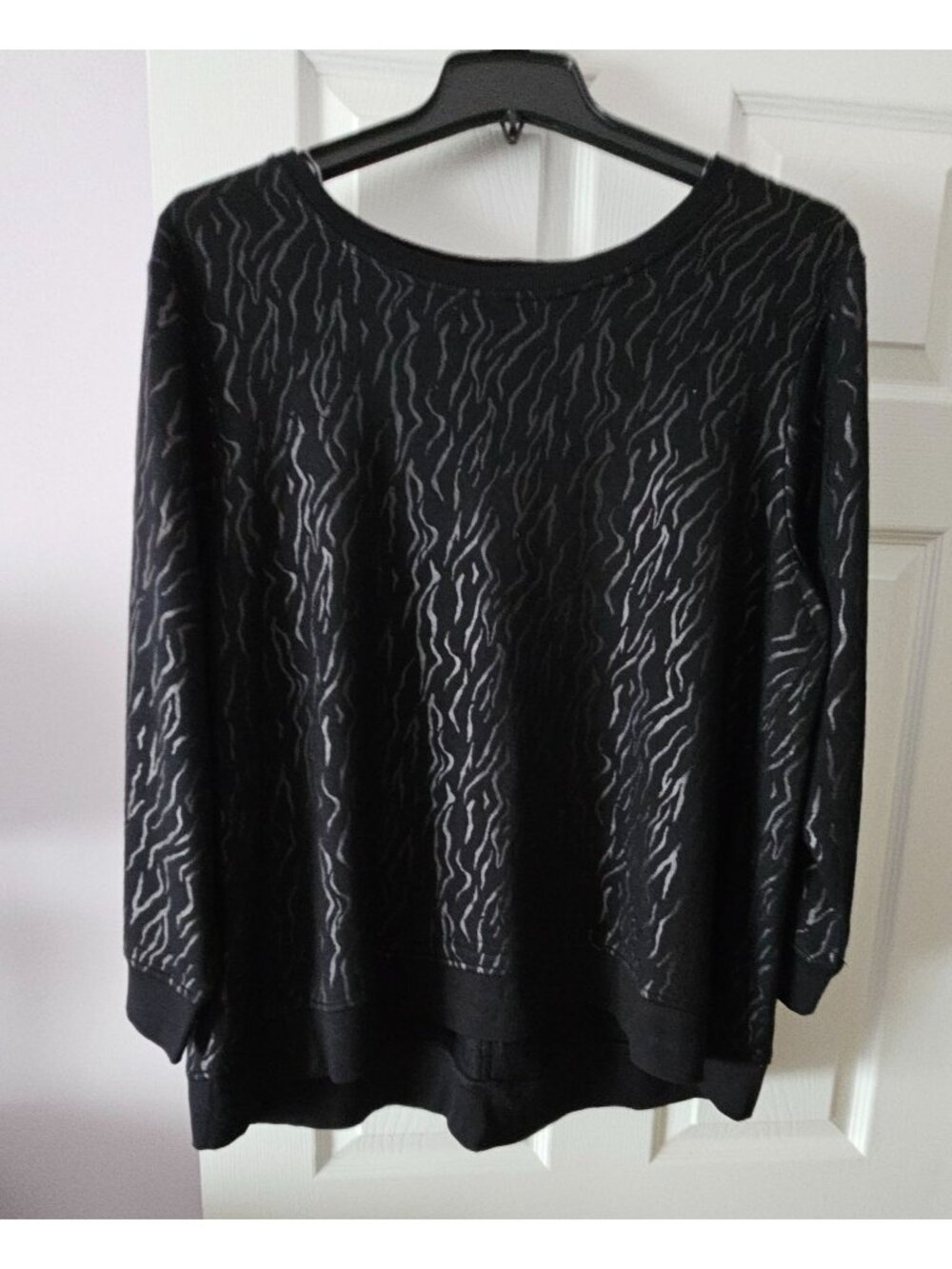 Jane & Delancey Womens Black Abstract Print Tunic Top 1X Lagenlook Witchy Fall